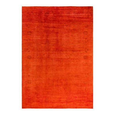 Tapis unique noué à la main Vibrance - orange, 6 pi 3 po x 8 pi 10 po