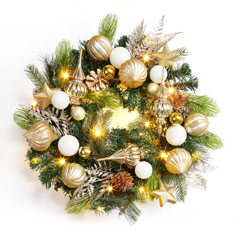 Faux Lighted 24'' Wreath