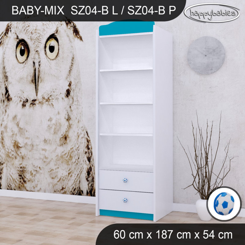 Ball 1 Door Wardrobe, Blue/White