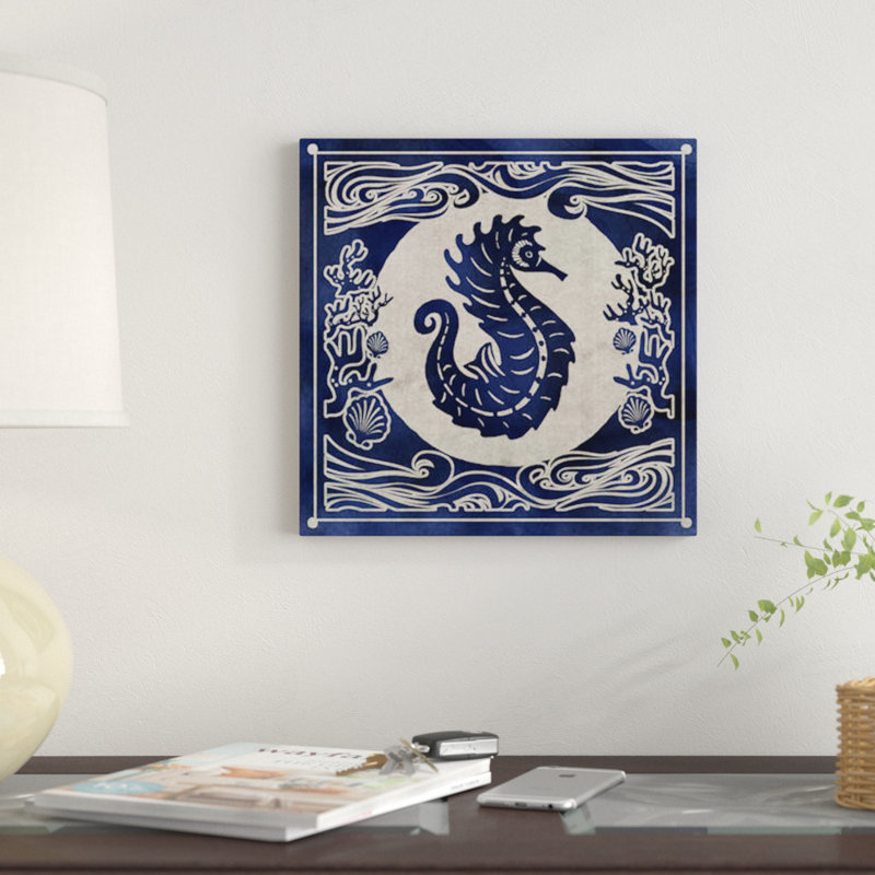 «Ink Seahorse», impression sur toile, H 12 po x l 12 po x P 0,75 po, Pas de tapis, Toile tendue