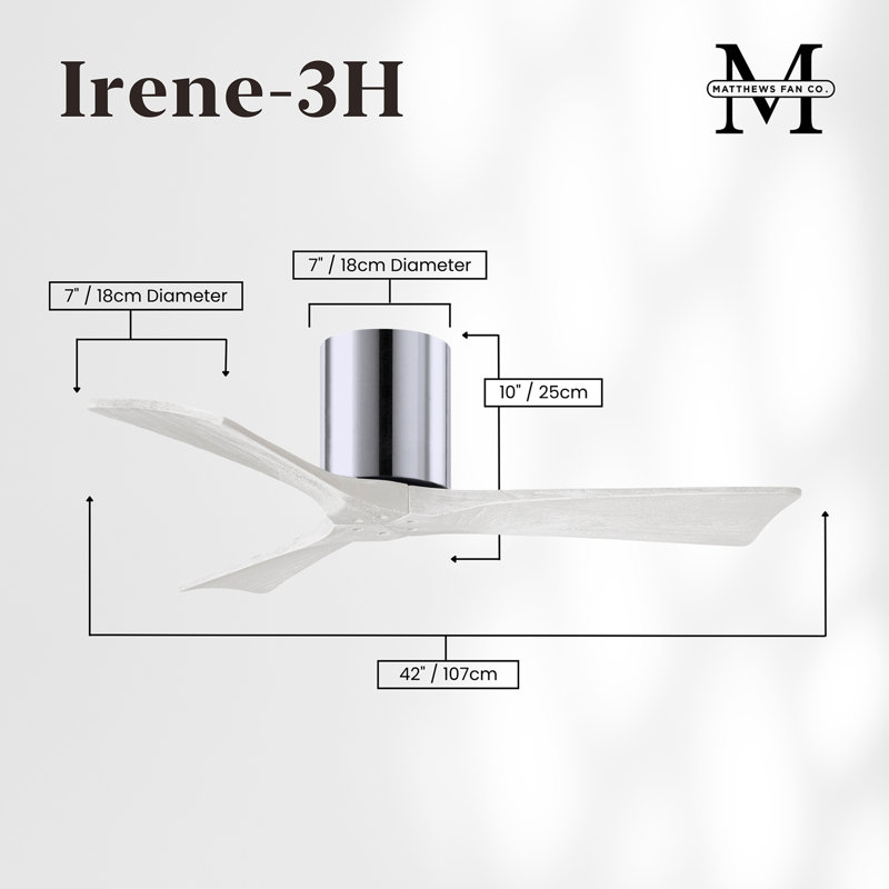 Irene Ceiling Fan, Matte White, 42", Polished Chrome