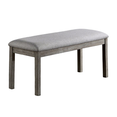 Gray Color Dining Bench Padded Seat 1Pc Bench Kitchen Dining Room Wire-Brushed Finish