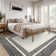 Modern Machine Washable Rug Bordered Design Non-Slip Low Pile Rubber Backing Area Rug for Living Room Bedroom Kitchen Dining Room