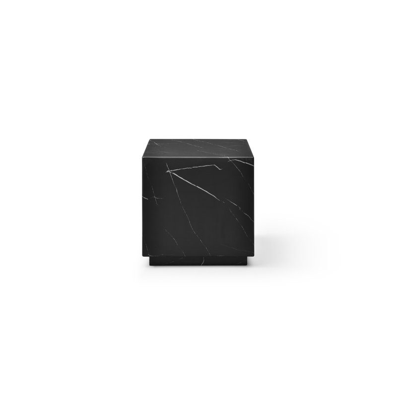 20" Black Marble Square Block End Table