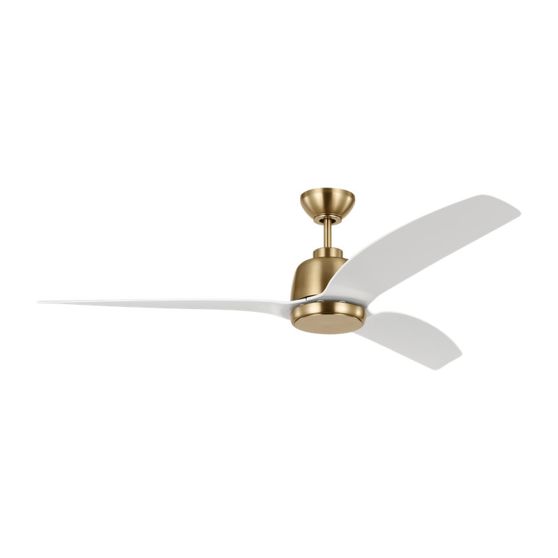 Ventilateur de plafond 60 po avec lumières DEL Carly, H 15,40 po x l 60 po x P 60 po, Blanc, Laiton satiné