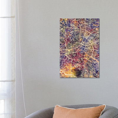 Berlin Germany City Map II by Michael Tompsett - 1 Piece Wrapped Canvas Wall Art