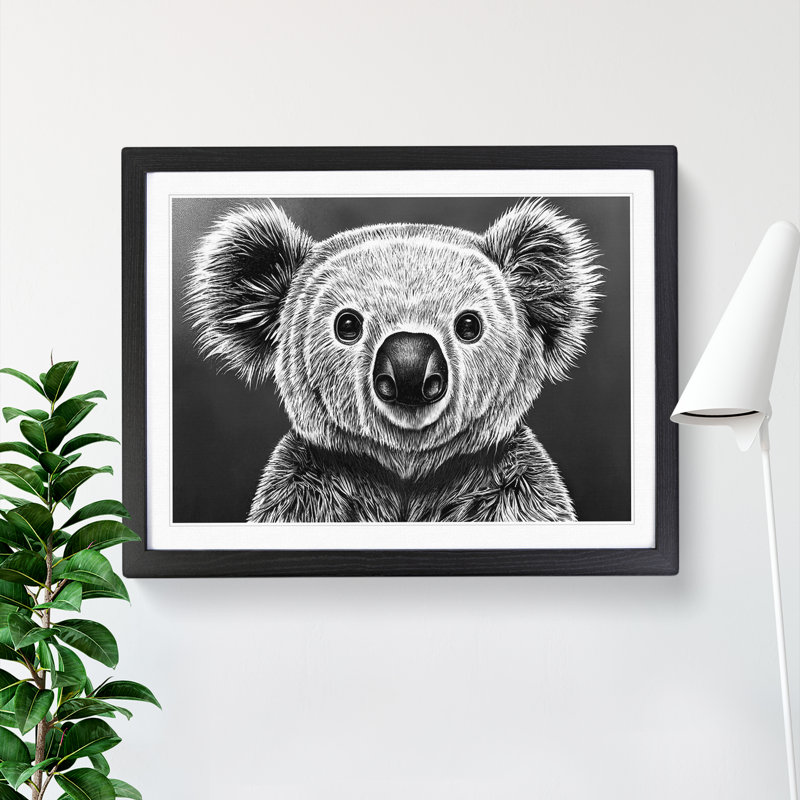 Monochrome Koala Bear Vol.2 - Framed Print, Black Framed, 34cm H x 46cm W x 2cm D