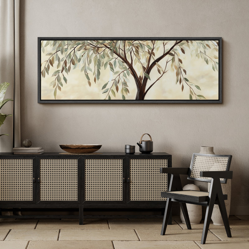 «Tree Green Leaves», impression sur toile encadrée surdimensionnée, H 20 po x l 60 po, Noir, noir, noir, noir