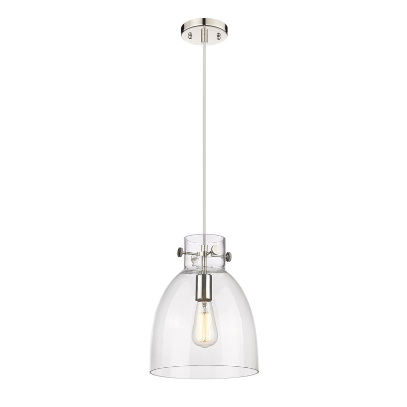 Luminaire suspendu à 1 lumière Badgett, Clair, Nickel poli, H 12,5 po x l 10 po x P 10 po