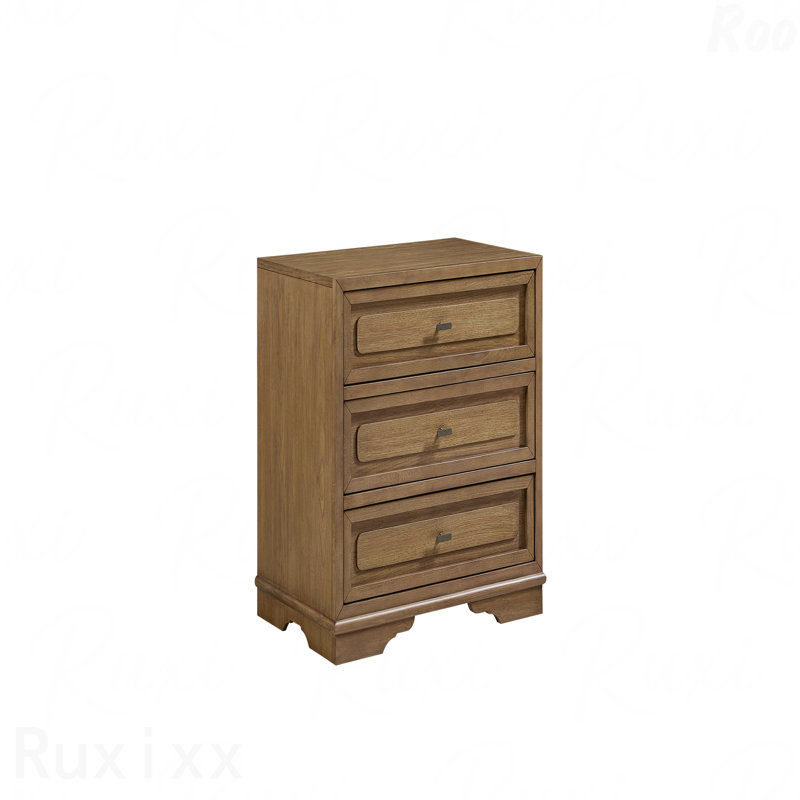 Almond 3-Drawer Nightstand, Brown