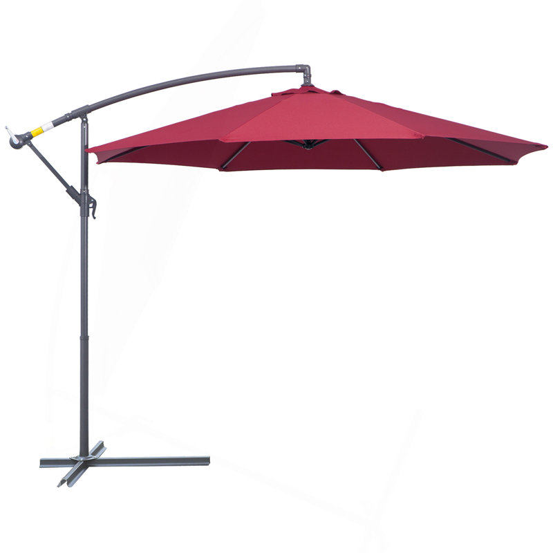 Parasol de patio décalé avec base de parasol en porte-à-faux