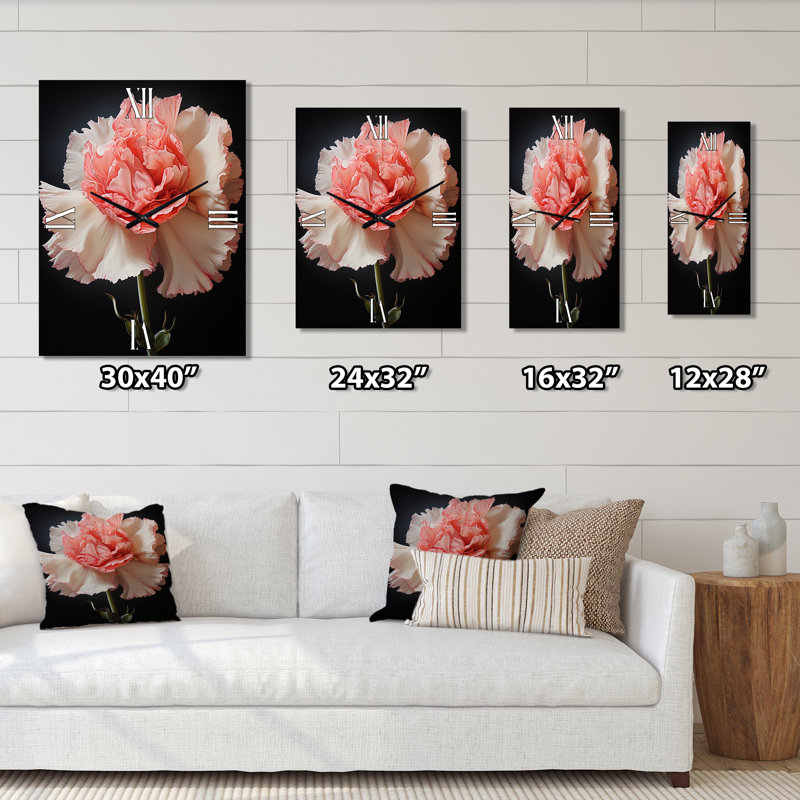 Horloge murale Coral Flower Timeless Beauty - Abstract Botanicals, H 32 po x l 24 po x P 1 po