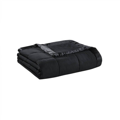 Couverture légère en duvet synthétique avec bordure en satin noir très grand