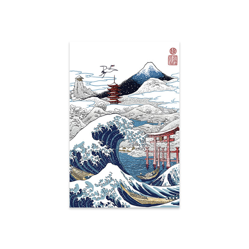 Hiver enneigé au Japon, reproduction sur verre acrylique