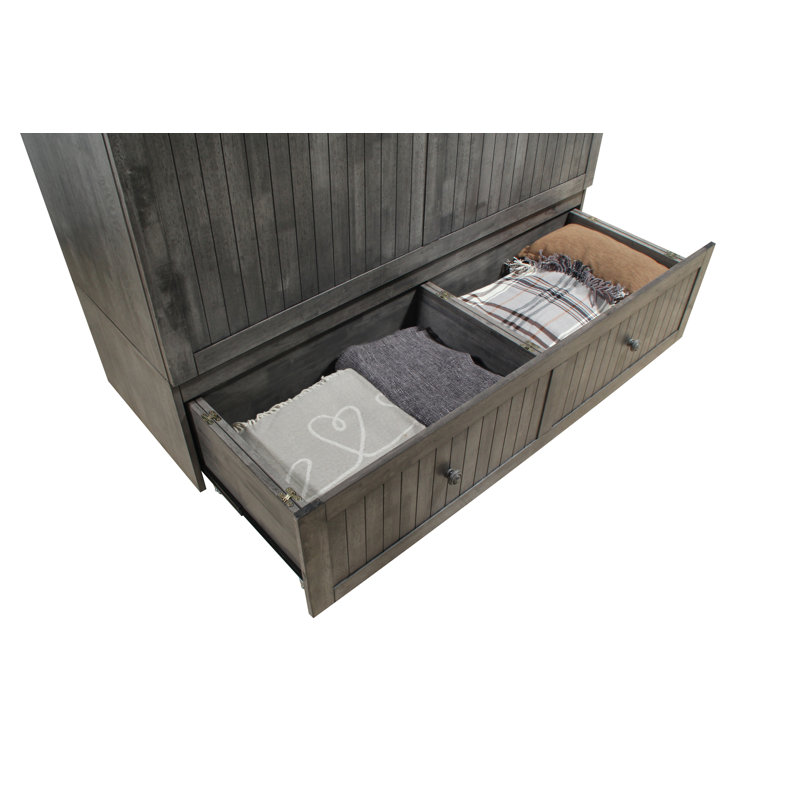 Lit armoire Tuscany, Gris, Grand lit
