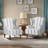 Duward Upholstered Stripe Navy Linen Wingback Accent Chair with Rolled Arm and Solid Wood Leg (Set of 2)-1896893024