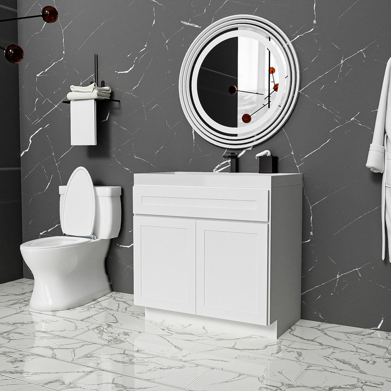 36'' Single Bathroom Vanity Base Only in White Shaker