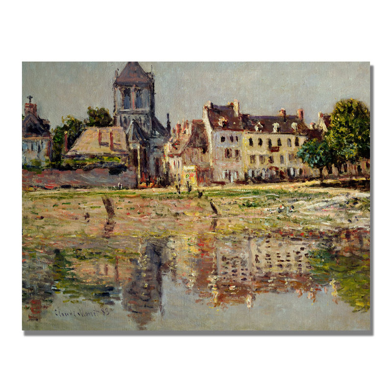 «By the River at Vernon» par Claude Monet - reproduction d'art sur toile, H 18 po x l 24 po x P 2 po