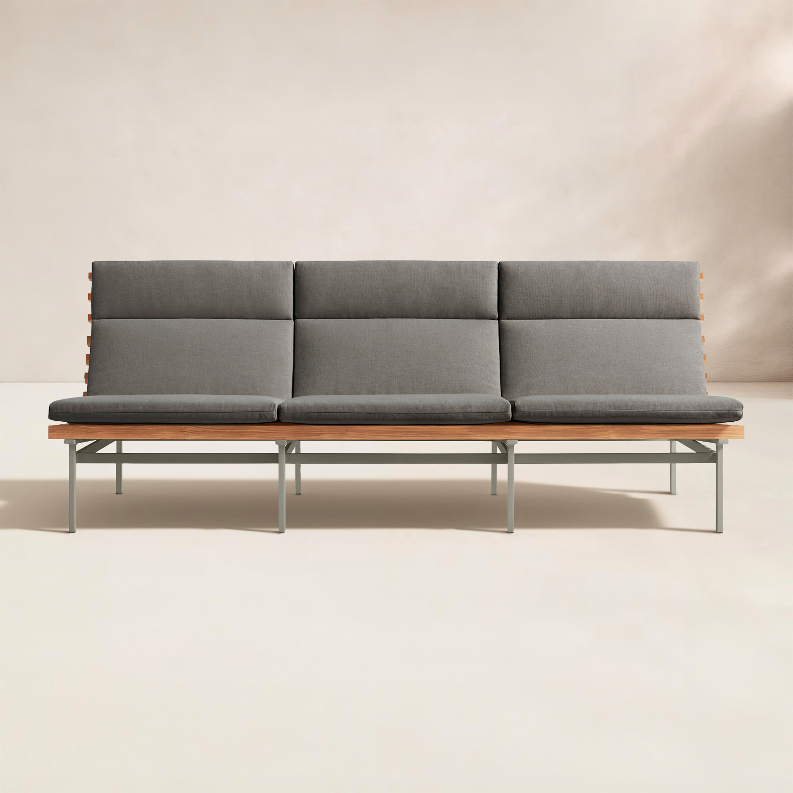 Perch 88'' Wide Powder Coated Aluminum Patio Sofa with Cushions, Toohey Charcoal, Charcoal