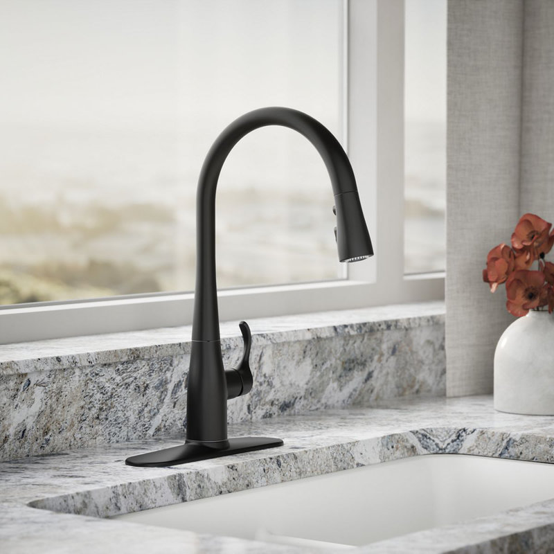 Simplice Pull Down Single Handle Kitchen Faucet, Matte Black
