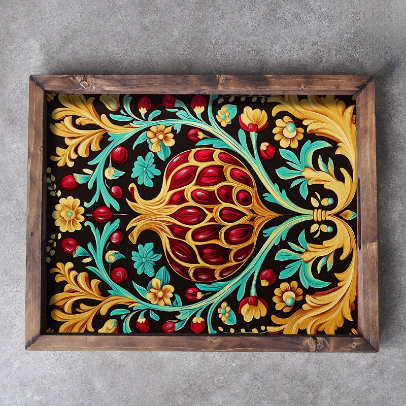 Elegant Solid Wood Tray, 18.9 x 15.0 x 1.6 inches | UV Printed on 0.2-inch Thick MDF | Perfect for Serving, Organizing, and Home Décor | Durable and Stylish Design for Any Occasion