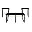 Ensemble de tables basses et tables de bout noires de 3 pièces avec plateau en verre trempé et cadre en métal