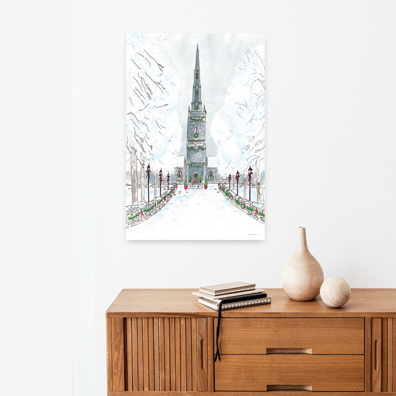 Veille de Noël, art abstrait d'hiver contemporain, H 24 po x l 16 po