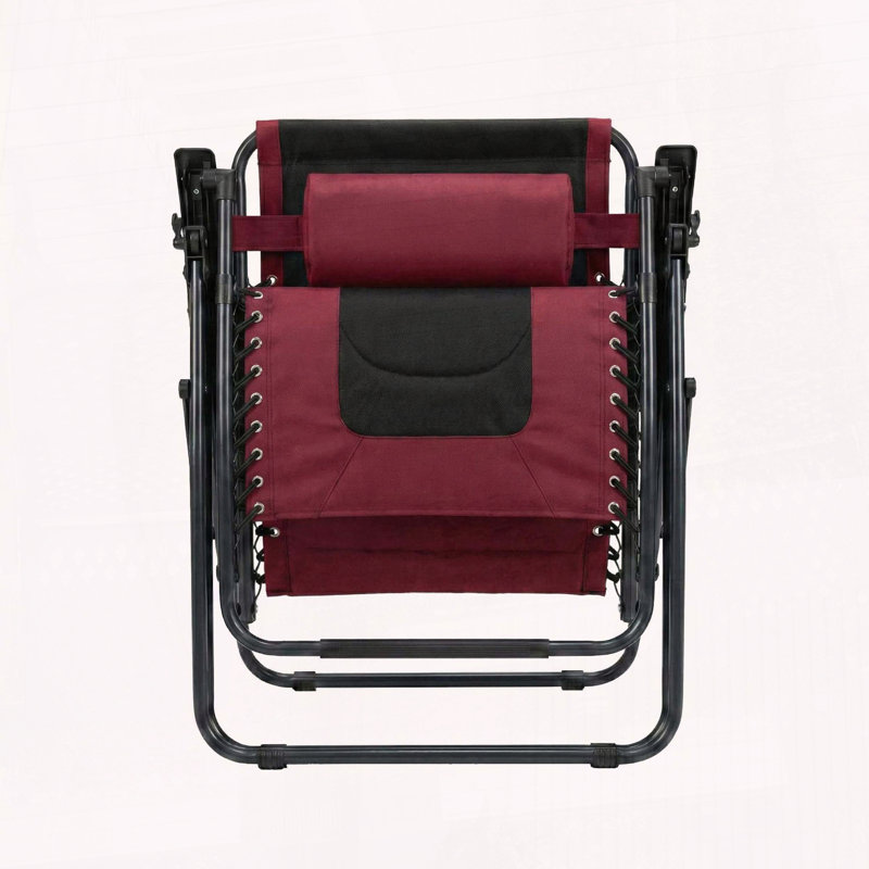 Oversized Padded Zero Gravity Chair with Locking System & Utility Tray, Black/Red