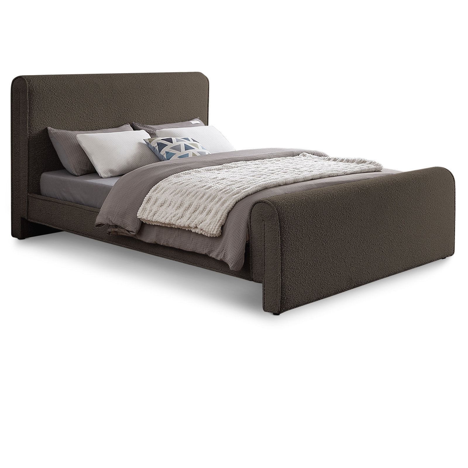 Chaylin Platform Bed, Queen, Brown Boucle Fabric