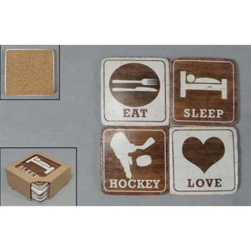 Wood Square 2 Piece Coaster Set
