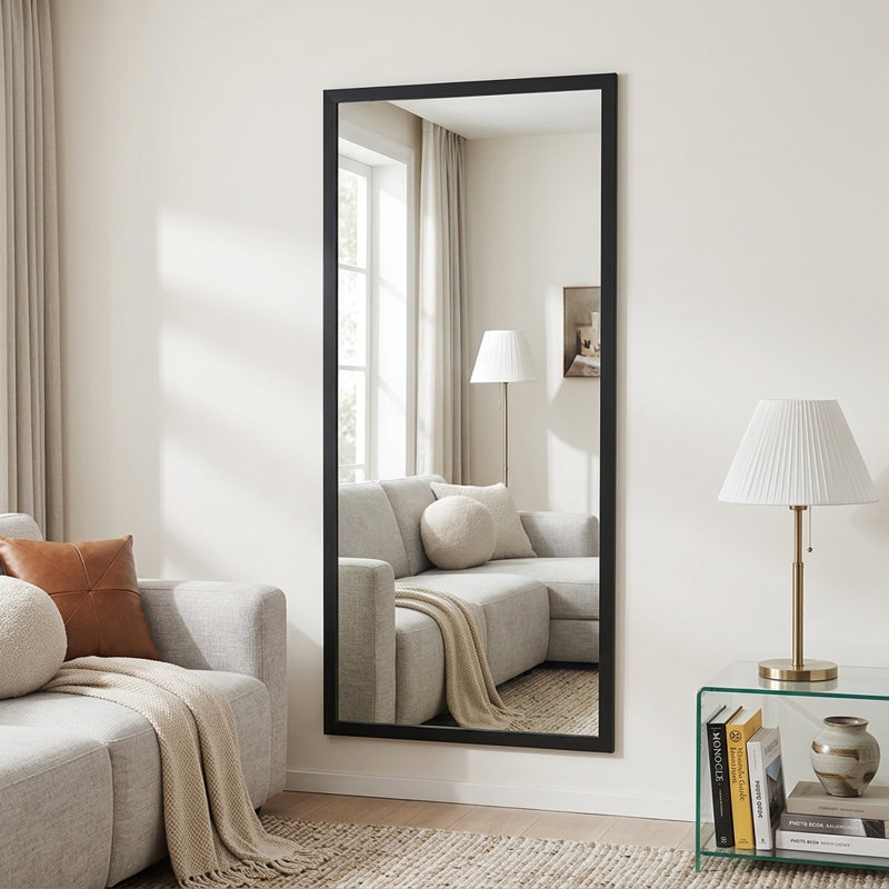 71*32 Inch Full Length Mirror with Moisture Resistant PS Frame 5mm Copper Free Silver Glass Wall Mounted or Leaning
