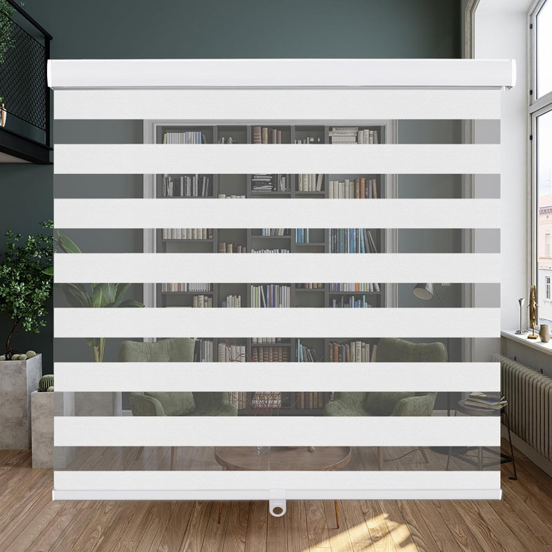 Store à enroulement double sans cordon pour fenêtre - tissu occultant à double couche avec cantonnière et occultant jour et nuit, l 38 po x H 72 po, blanc
