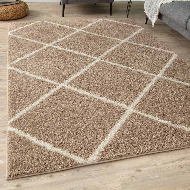 Myshaggy Collection Rugs Diamond Design in Beige