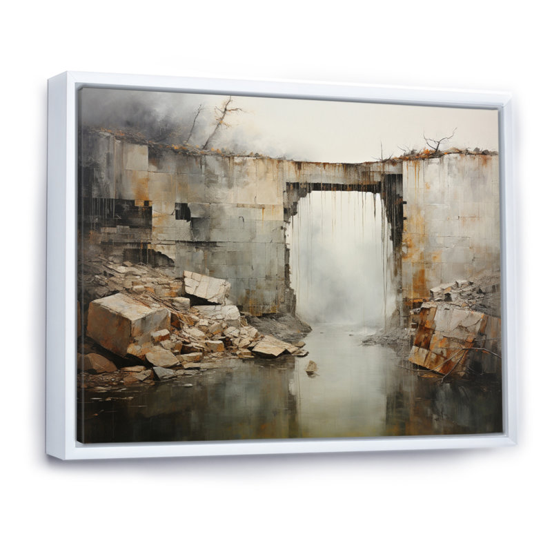 Impression sur toile, "Minimalisme Bridge Power", Cadre flottant blanc, H 12 po x l 20 po x P 1 po