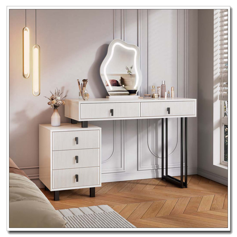 Adjustable-Length Vanity with Cloud LED Mirror
