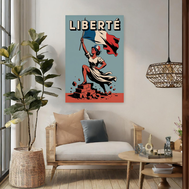 Art mural rétro français classique, H 48 po x l 32 po