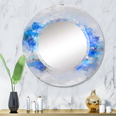 Bonhomme de neige dans une forêt d'hiver bleue - Miroir mural pour enfants