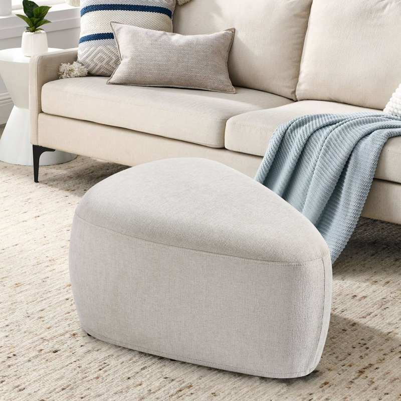 Adna 67.8Cm Wide Triangle Footstool Ottoman, Light Sand