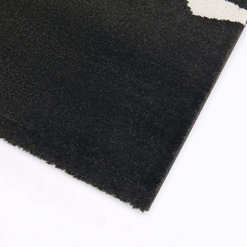 Sergio Cream/Black Abstract Geometric Area Rug, 7'10" x 10'