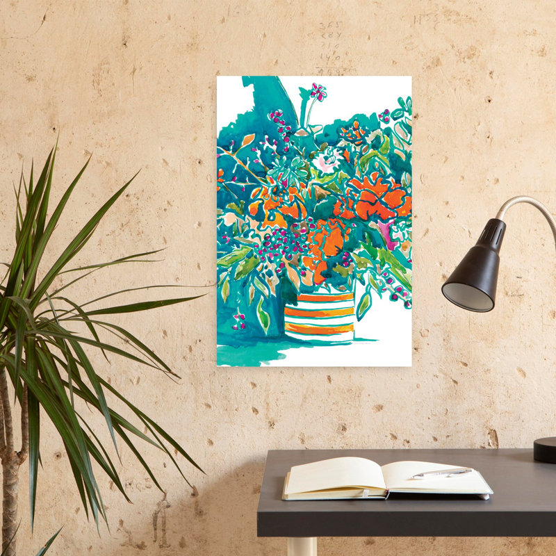 Teintes vives de l'été, art tropical abstrait, H 24 po x l 16 po