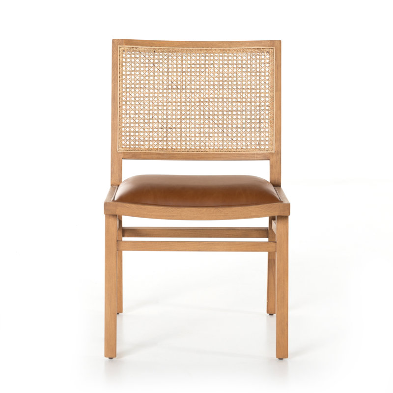 Chaise de salle à manger Miraz, Similicuir cognac, Hêtre naturel