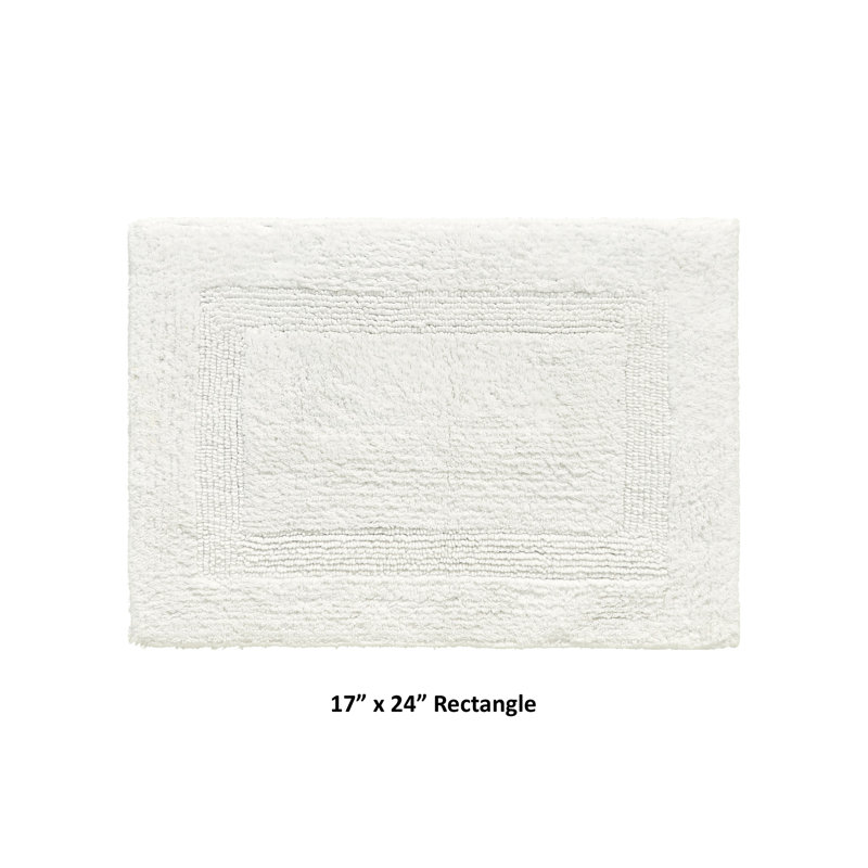 Rozanne Reversible Cotton Bath Rug, Ivory, 17" x 24" Rectangle