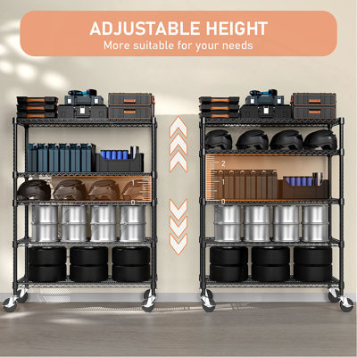 Étagères industrielles en métal d'une capacité de 3300 lb, étagères de garage robustes à 5 niveaux pour montage commercial, sous-sol, garde-manger, entrepôt, école P 23,6 po x l 53,2 po x H 73,6 po