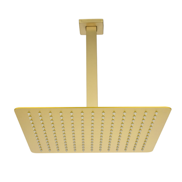 1-Spray Patterns With 2.5 GPM 15.7 In. Ceiling Mount Fixed Shower Head With Shower Arm In Brushed Gold