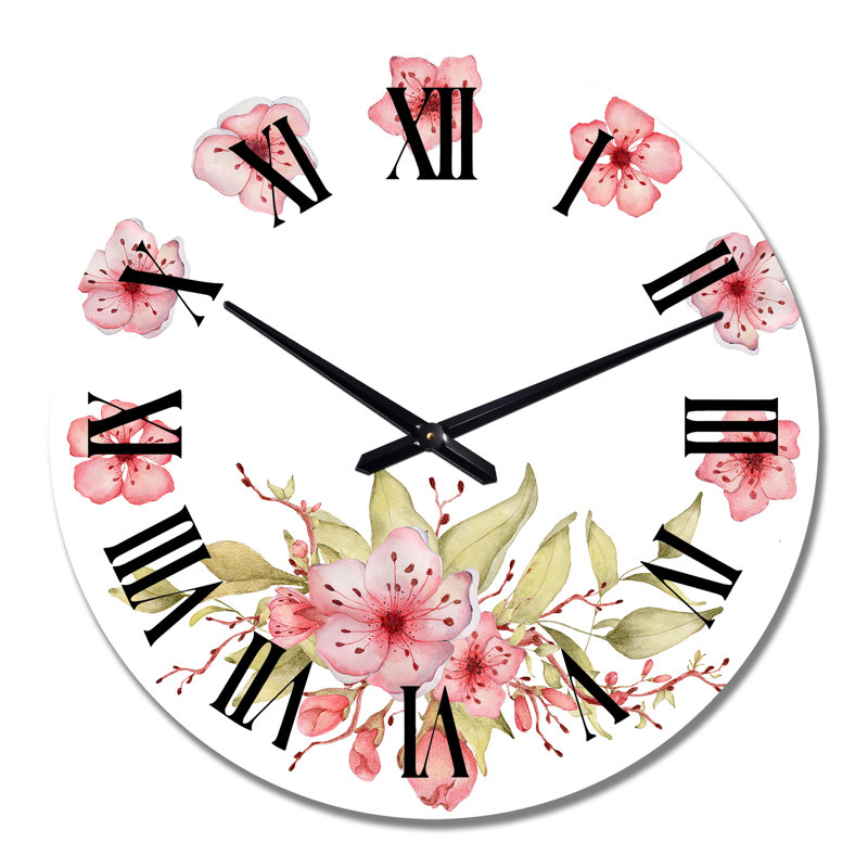 Sakura Blossom Petal Wreath - Traditional Wall Clock, Medium