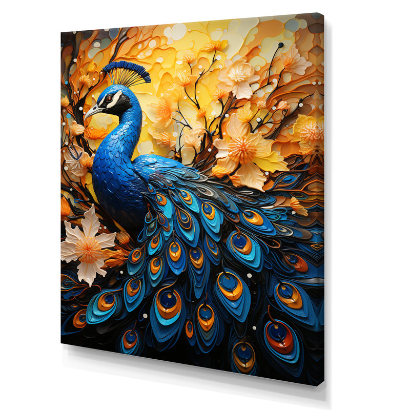 Majestic Flowerful Peacocks Harmony II sur toile, Toile tendue, H 20 po x l 12 po x P 1 po