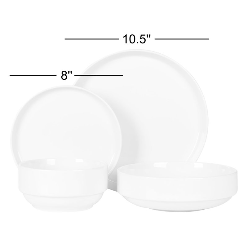 Gibson Home Rothernberg 16 Piece Stackable Porcelain Plates and Bowls Dinnerware Set