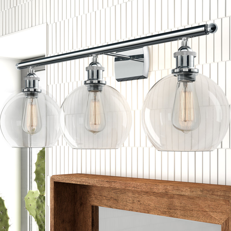 Éclairage pour meuble-lavabo à intensité variable Baptista, Chrome poli