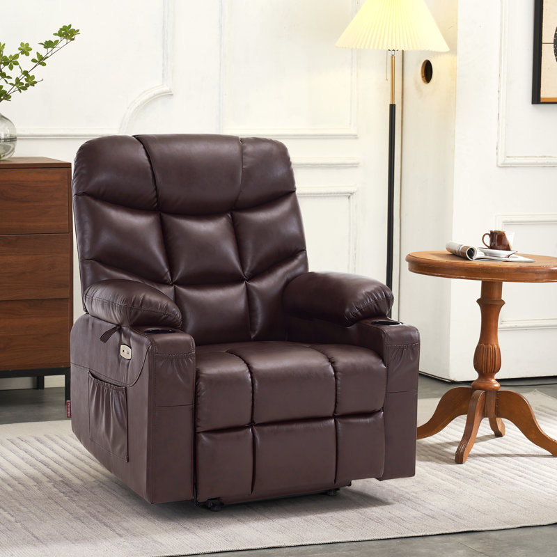 Fauteuil inclinable électrique en similicuir Adavia, Brun