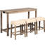 Table de bar rectangulaire avec fonction de charge électrique et sièges confortables, chaise brune en simili grain de bois